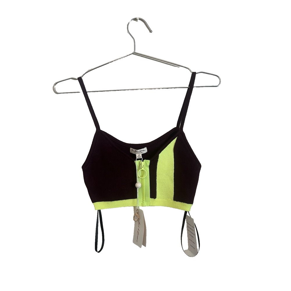 For Love & Lemons Veronica Tank Top Wear Crop Top Zip Front Size XS